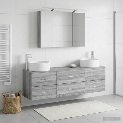 vidaXL Bathroom Furniture Set 4 pcs Grey Sonoma