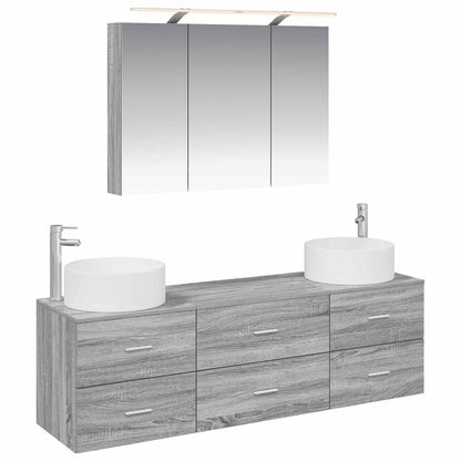 vidaXL Bathroom Furniture Set 4 pcs Grey Sonoma