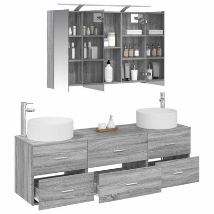 vidaXL Bathroom Furniture Set 4 pcs Grey Sonoma