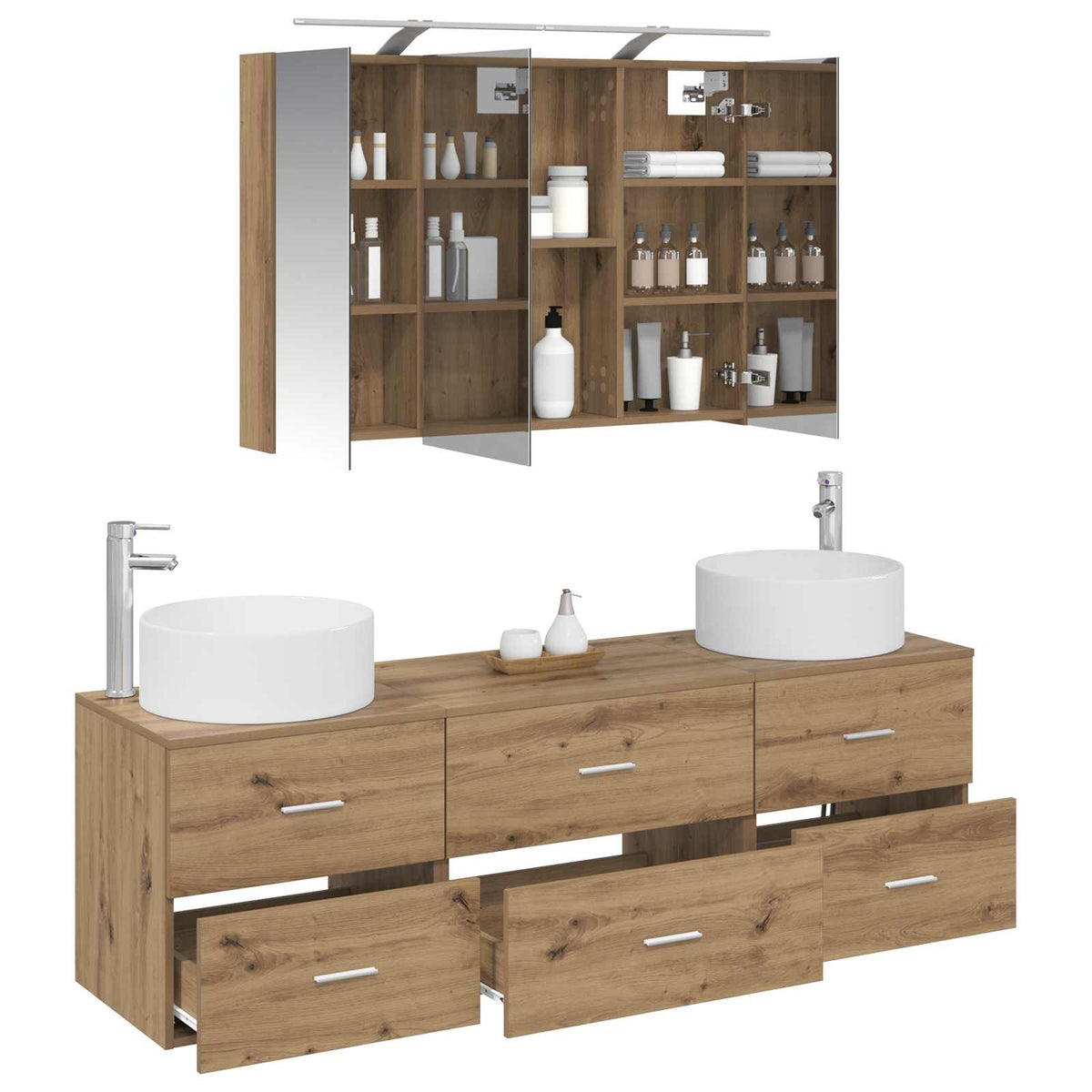 vidaXL Bathroom Furniture Set 4 pcs Artisan Oak