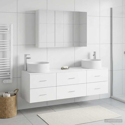 vidaXL Bathroom Furniture Set 4 pcs White Engineered Wood and Glass