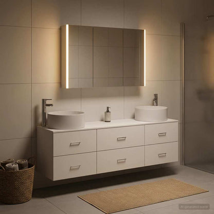 vidaXL Bathroom Furniture Set 4 pcs White Engineered Wood and Glass