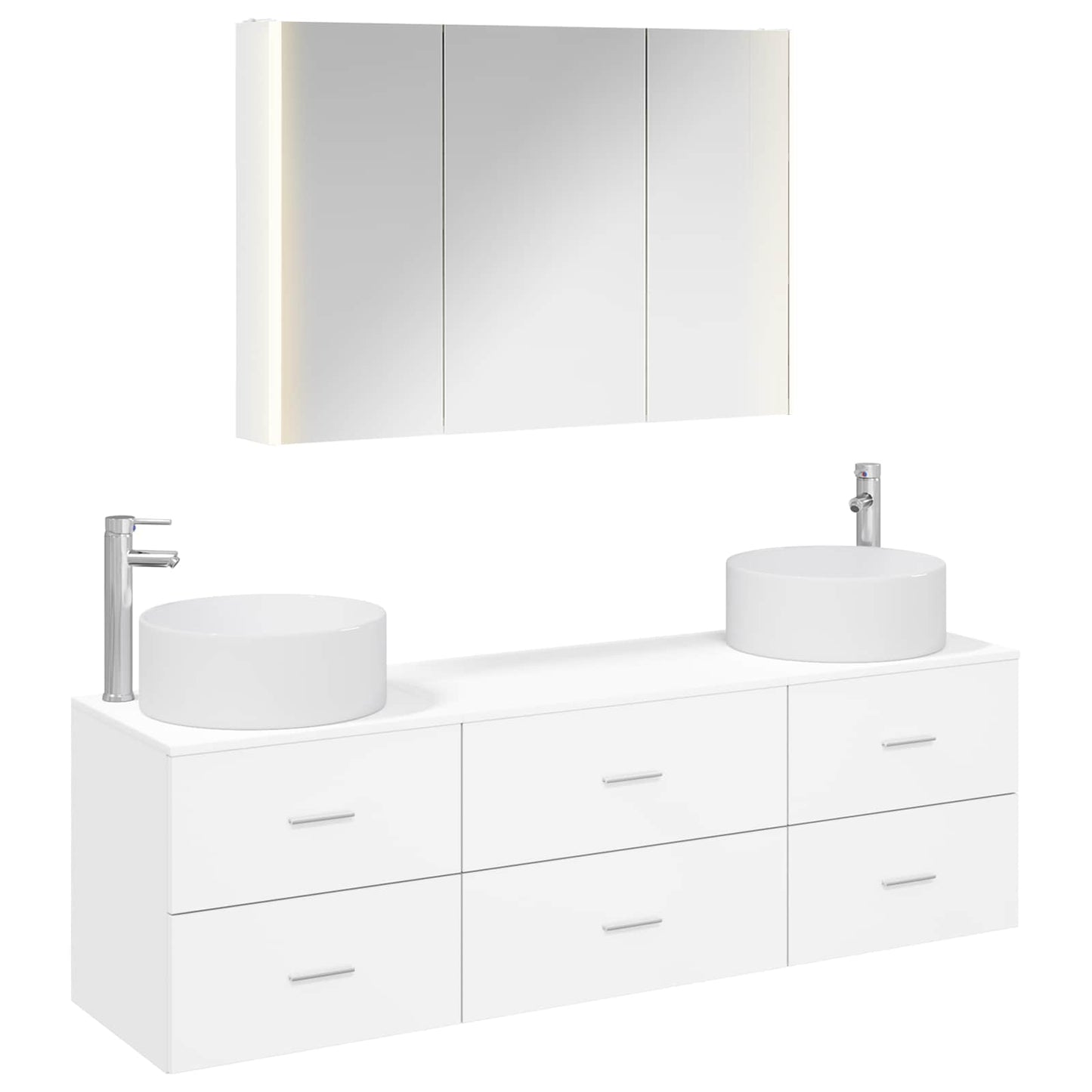 vidaXL Bathroom Furniture Set 4 pcs White Engineered Wood and Glass