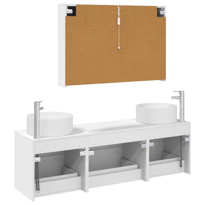 vidaXL Bathroom Furniture Set 4 pcs White Engineered Wood and Glass
