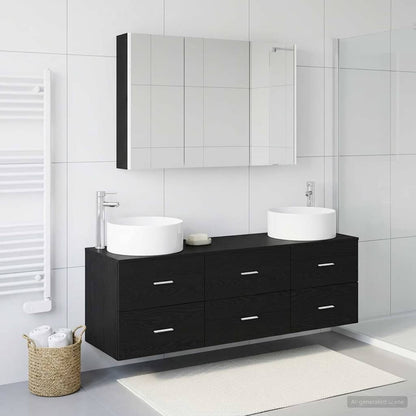 vidaXL Bathroom Furniture Set 4 pcs Black Oak