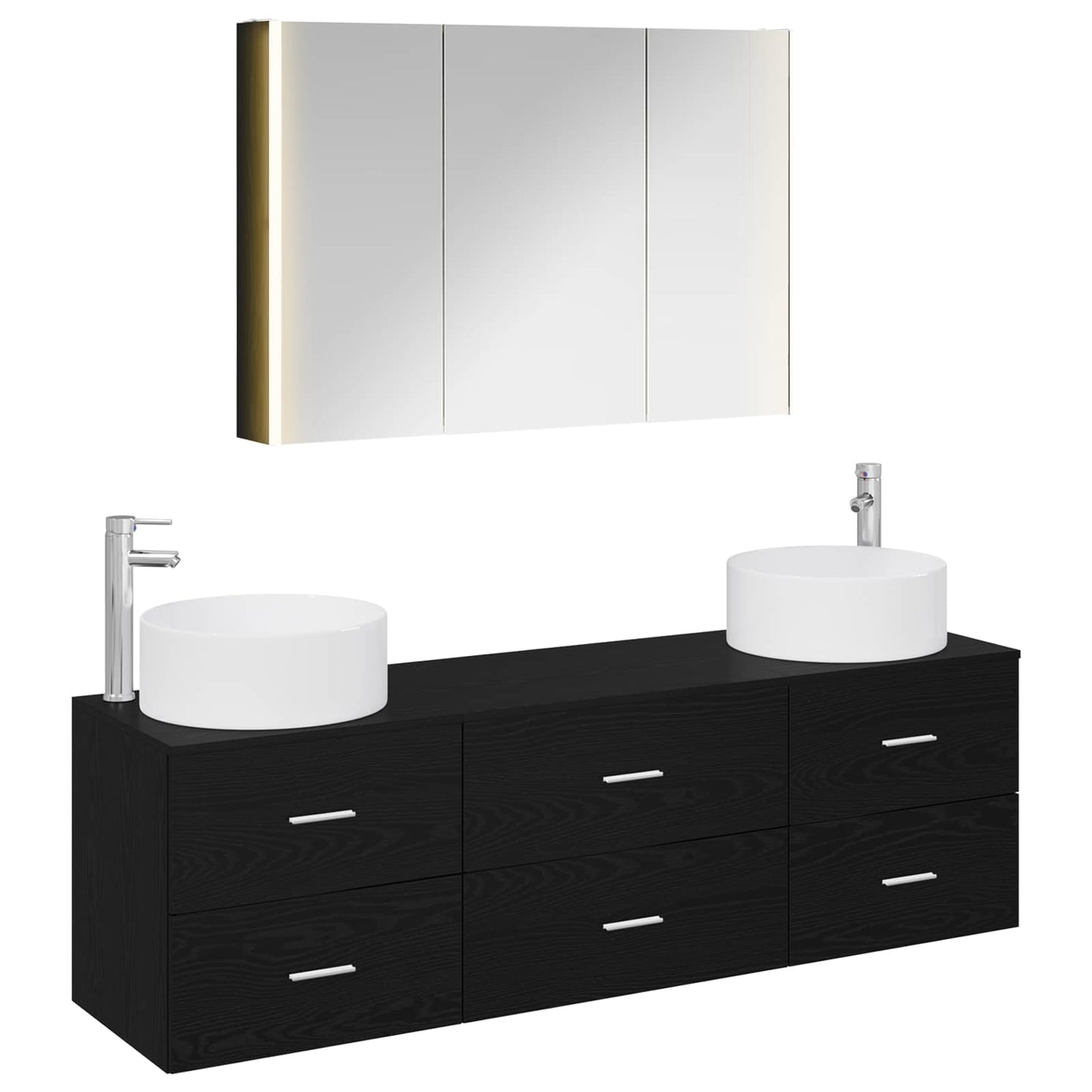 vidaXL Bathroom Furniture Set 4 pcs Black Oak