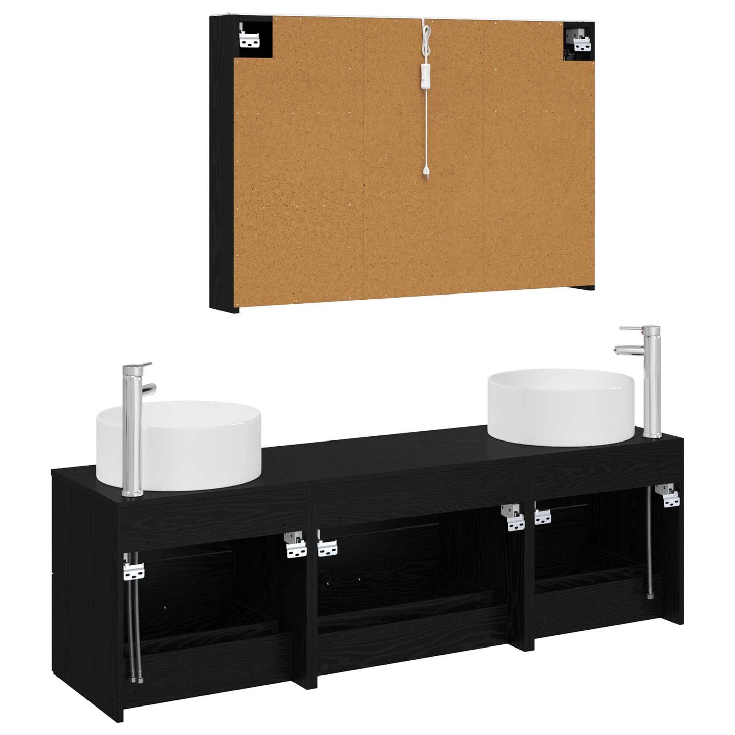 vidaXL Bathroom Furniture Set 4 pcs Black Oak