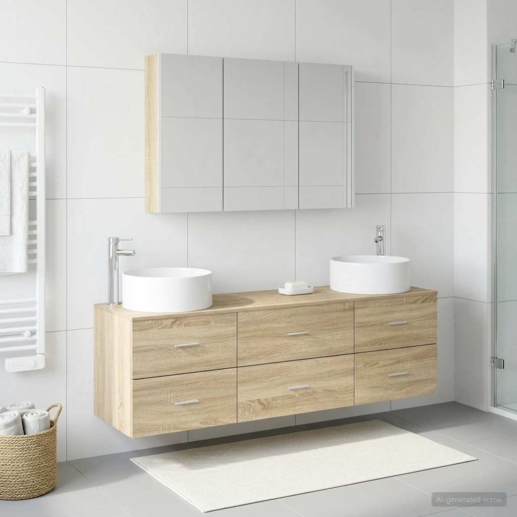 vidaXL Bathroom Furniture Set 4 pcs Sonoma Oak