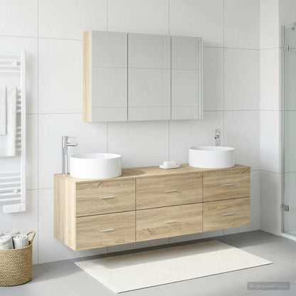 vidaXL Bathroom Furniture Set 4 pcs Sonoma Oak