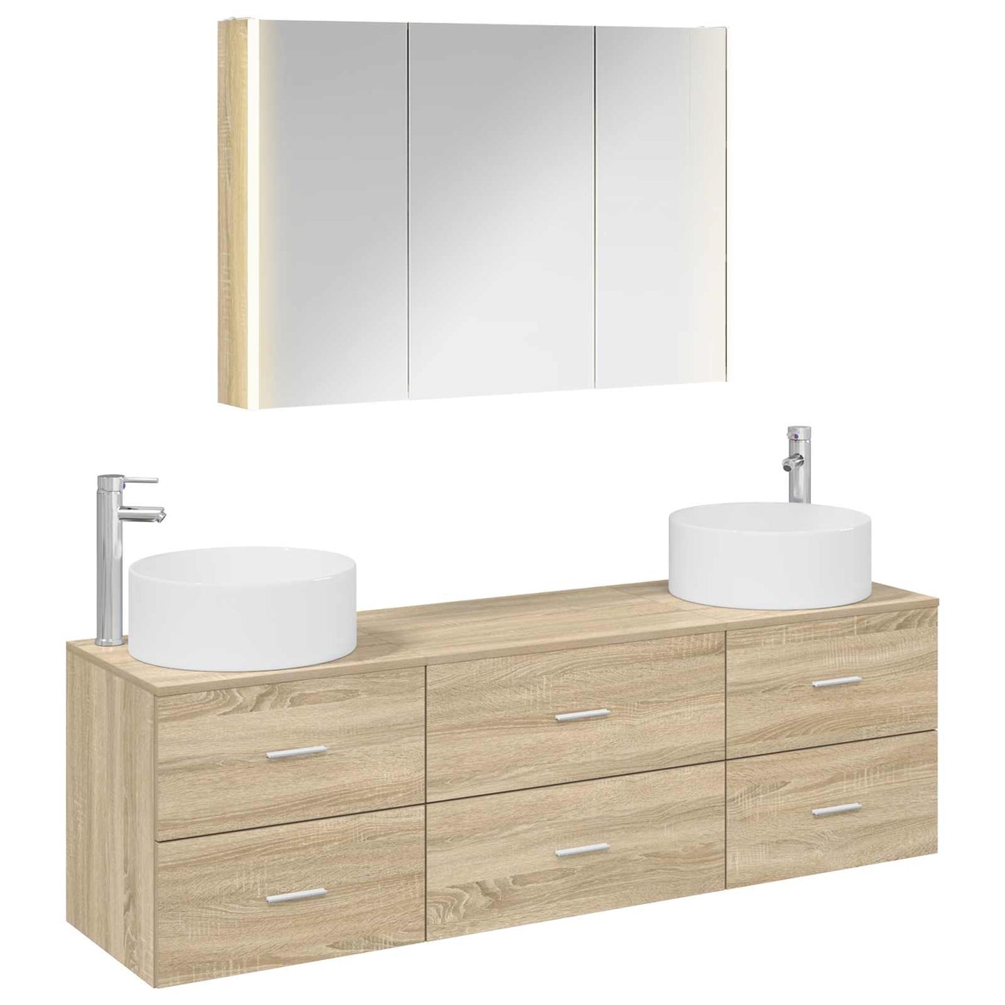vidaXL Bathroom Furniture Set 4 pcs Sonoma Oak