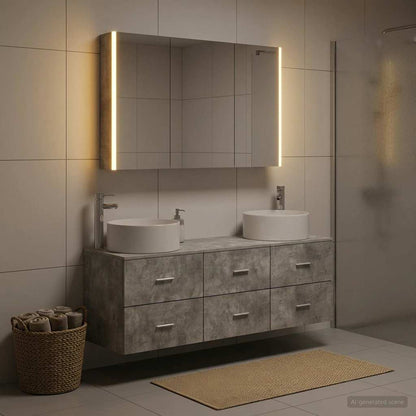 vidaXL Bathroom Furniture Set 4 pcs Concrete Grey