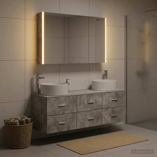 vidaXL Bathroom Furniture Set 4 pcs Concrete Grey