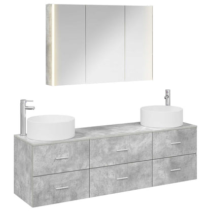 vidaXL Bathroom Furniture Set 4 pcs Concrete Grey