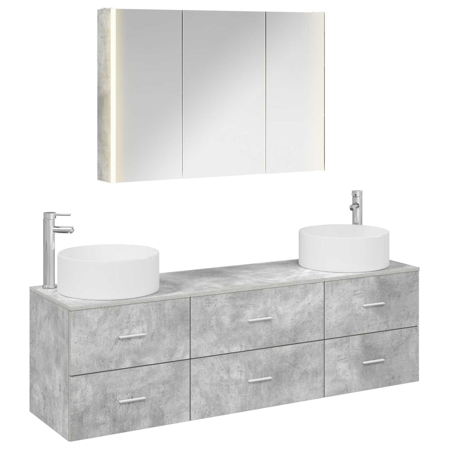 vidaXL Bathroom Furniture Set 4 pcs Concrete Grey