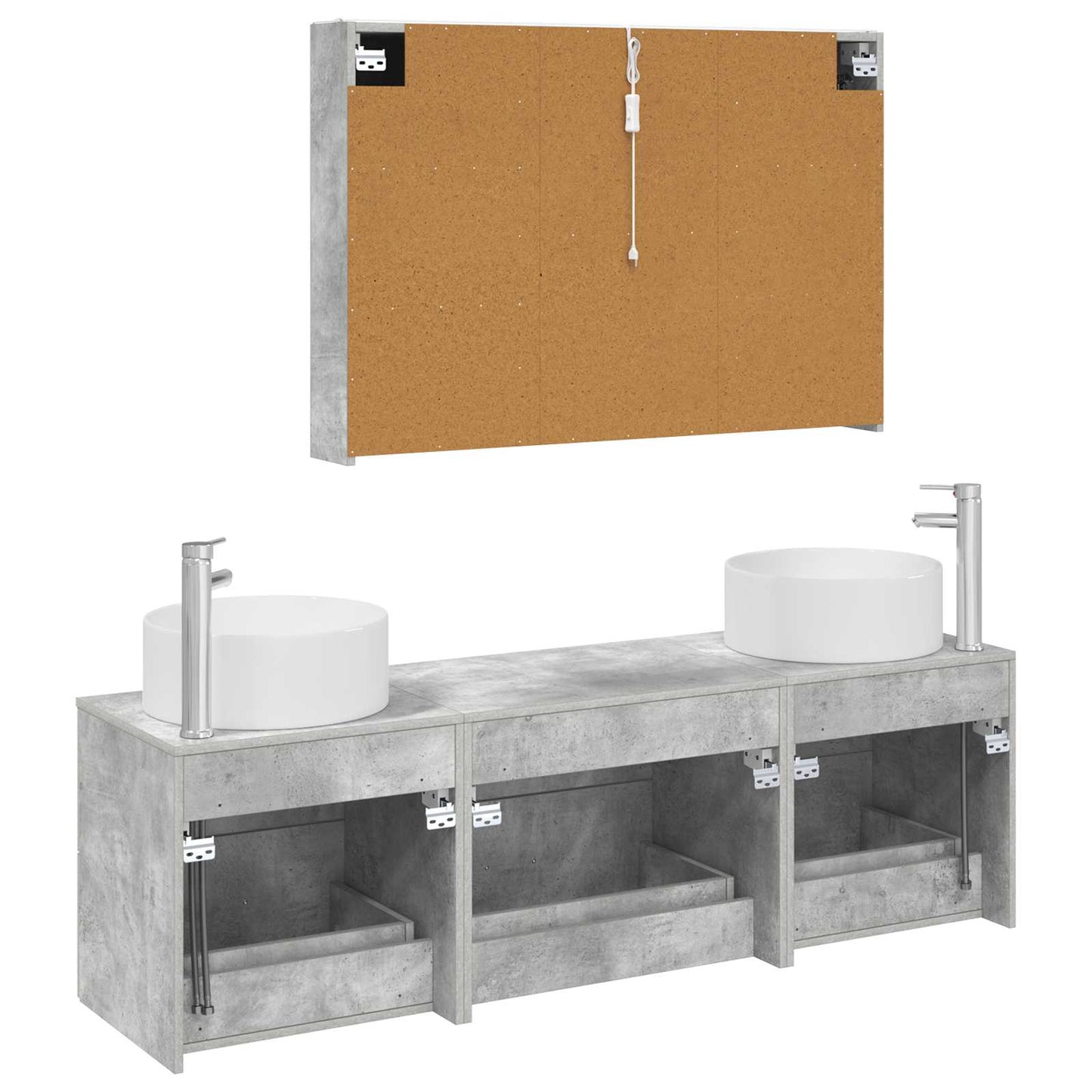 vidaXL Bathroom Furniture Set 4 pcs Concrete Grey