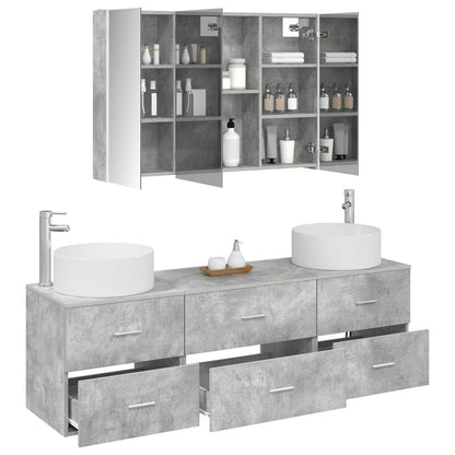 vidaXL Bathroom Furniture Set 4 pcs Concrete Grey