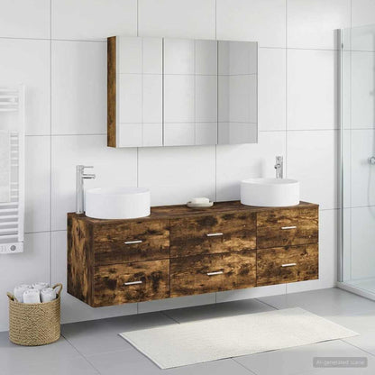 vidaXL Bathroom Furniture Set 4 pcs Smoked Oak