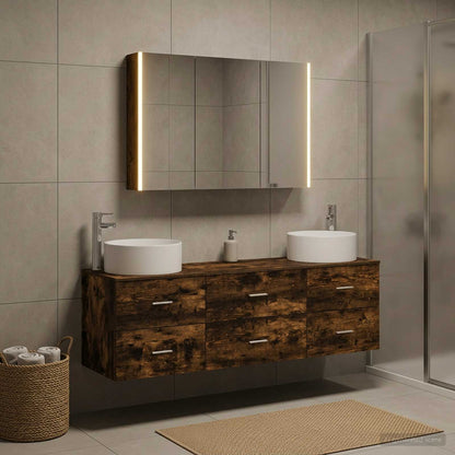 vidaXL Bathroom Furniture Set 4 pcs Smoked Oak