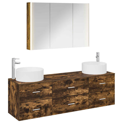 vidaXL Bathroom Furniture Set 4 pcs Smoked Oak
