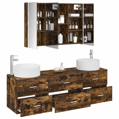 vidaXL Bathroom Furniture Set 4 pcs Smoked Oak