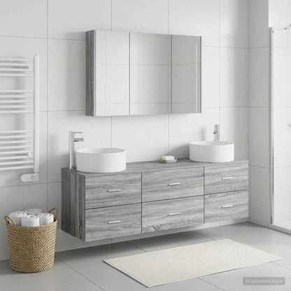 vidaXL Bathroom Furniture Set 4 pcs Grey Sonoma