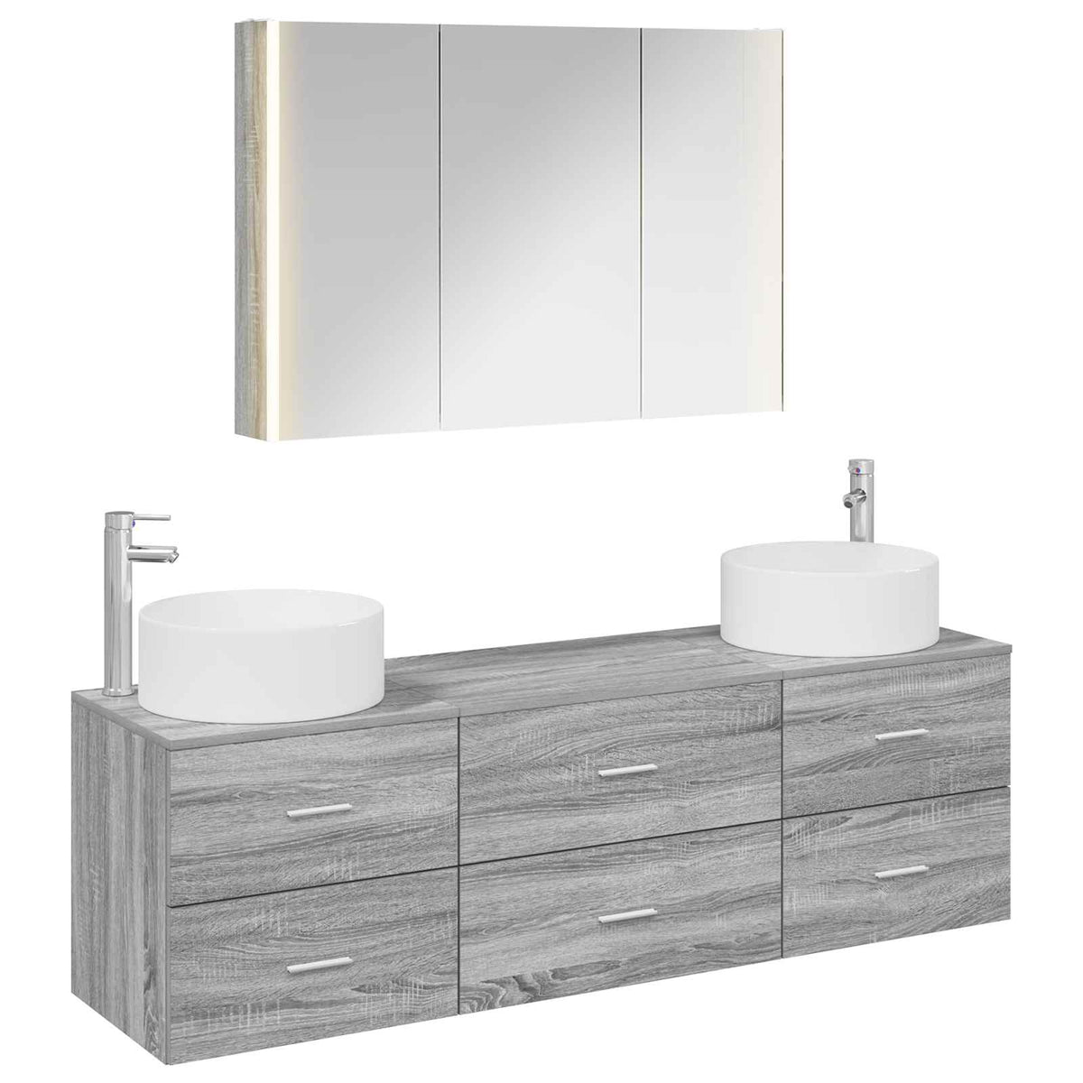 vidaXL Bathroom Furniture Set 4 pcs Grey Sonoma