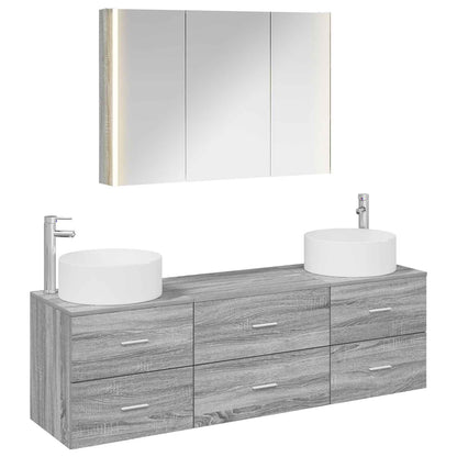 vidaXL Bathroom Furniture Set 4 pcs Grey Sonoma