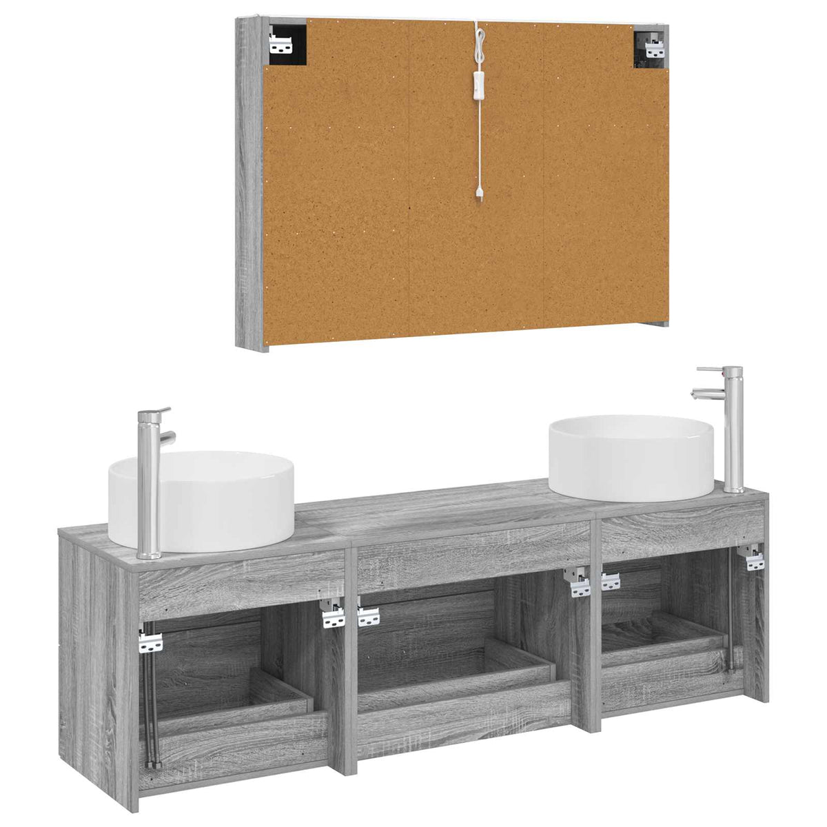 vidaXL Bathroom Furniture Set 4 pcs Grey Sonoma
