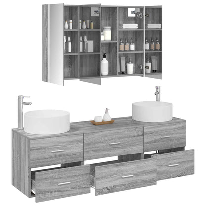 vidaXL Bathroom Furniture Set 4 pcs Grey Sonoma