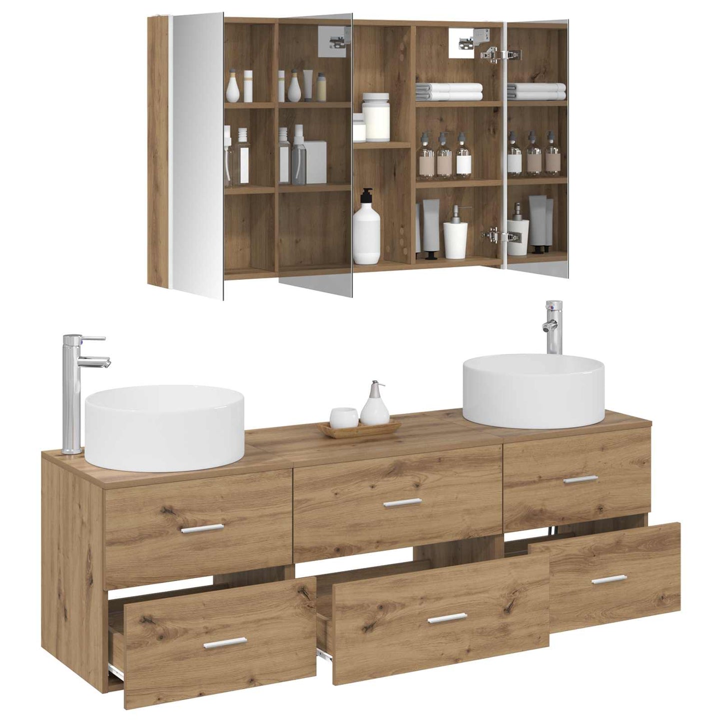 vidaXL Bathroom Furniture Set 4 pcs Artisan Oak