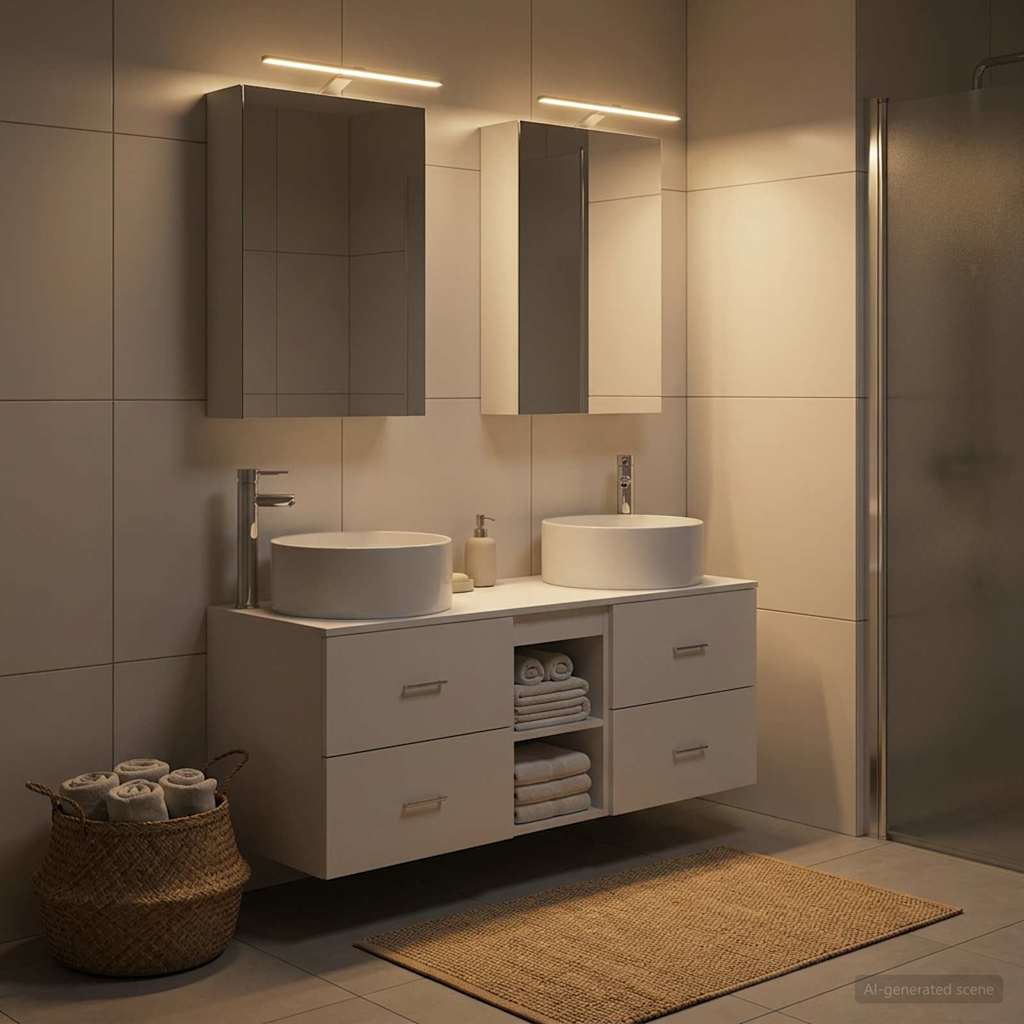 vidaXL Bathroom Furniture Set 5 pcs White Engineered Wood and Glass