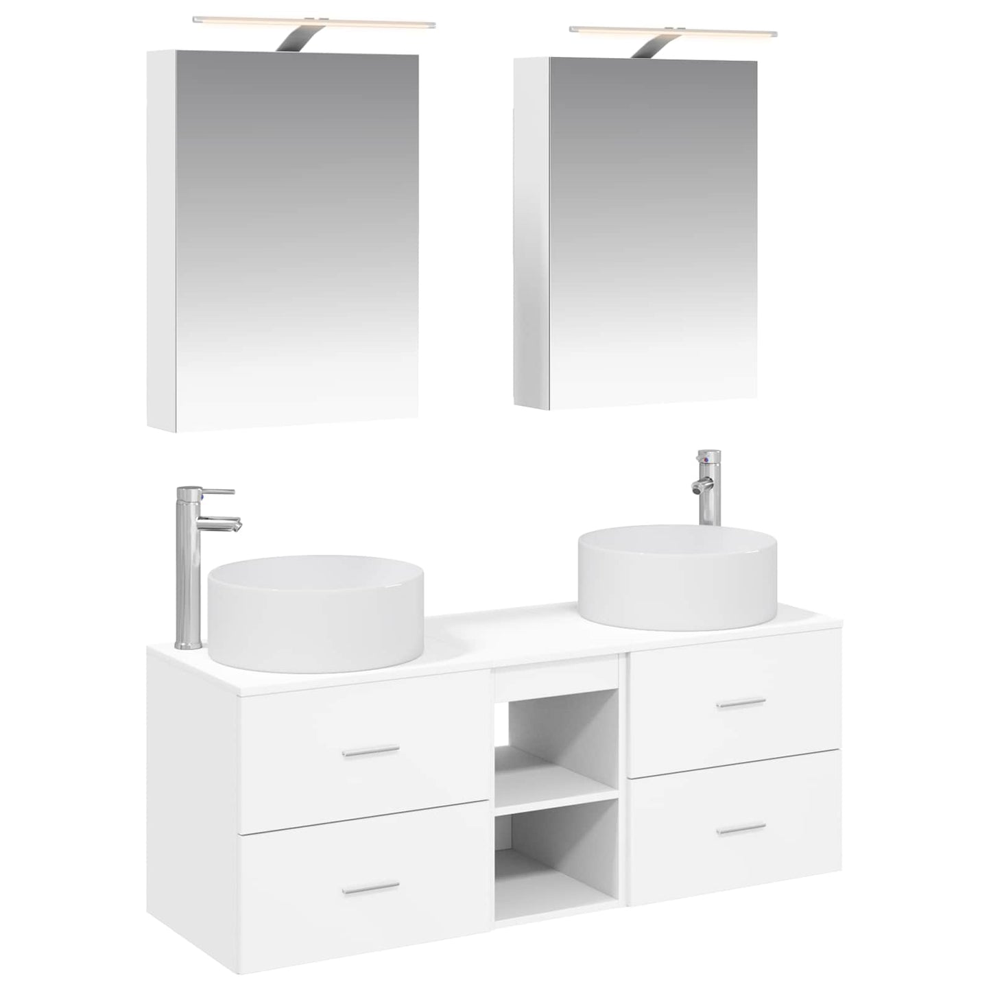 vidaXL Bathroom Furniture Set 5 pcs White Engineered Wood and Glass