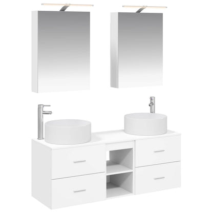vidaXL Bathroom Furniture Set 5 pcs White Engineered Wood and Glass