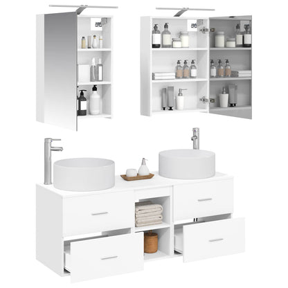 vidaXL Bathroom Furniture Set 5 pcs White Engineered Wood and Glass