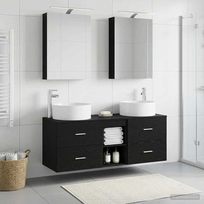 vidaXL Bathroom Furniture Set 5 pcs Black Oak