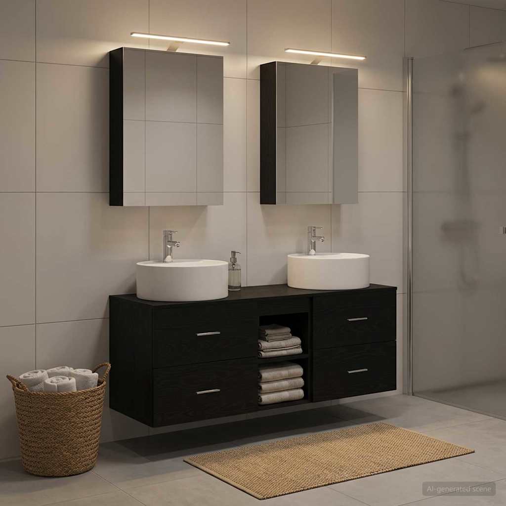 vidaXL Bathroom Furniture Set 5 pcs Black Oak