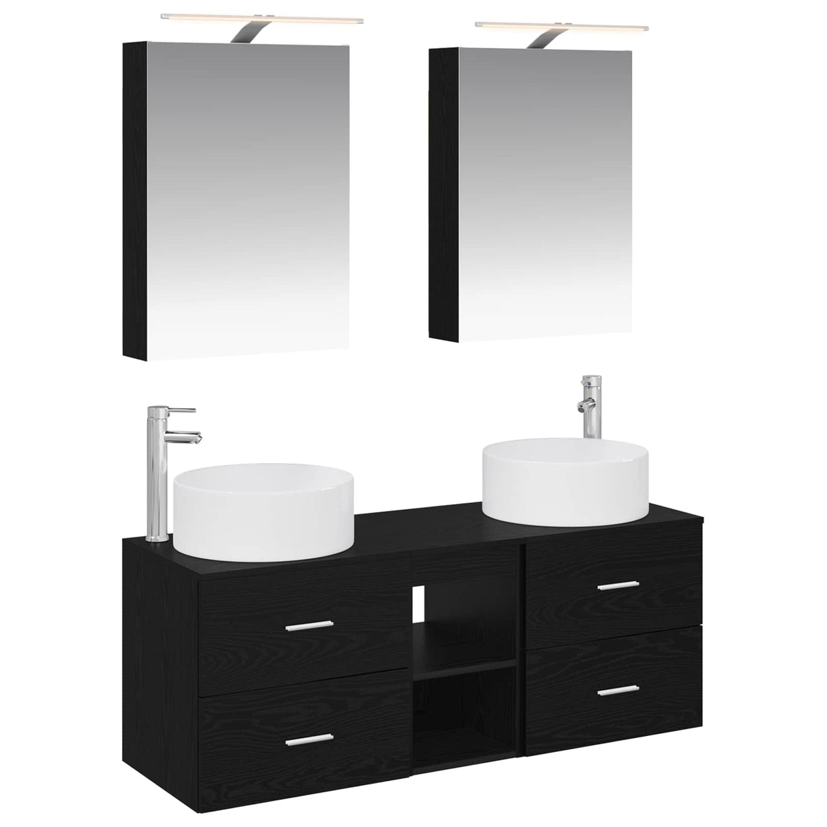 vidaXL Bathroom Furniture Set 5 pcs Black Oak