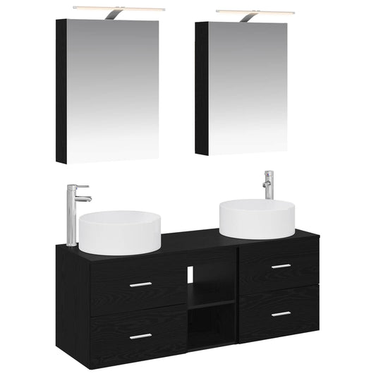 vidaXL Bathroom Furniture Set 5 pcs Black Oak