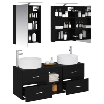 vidaXL Bathroom Furniture Set 5 pcs Black Oak
