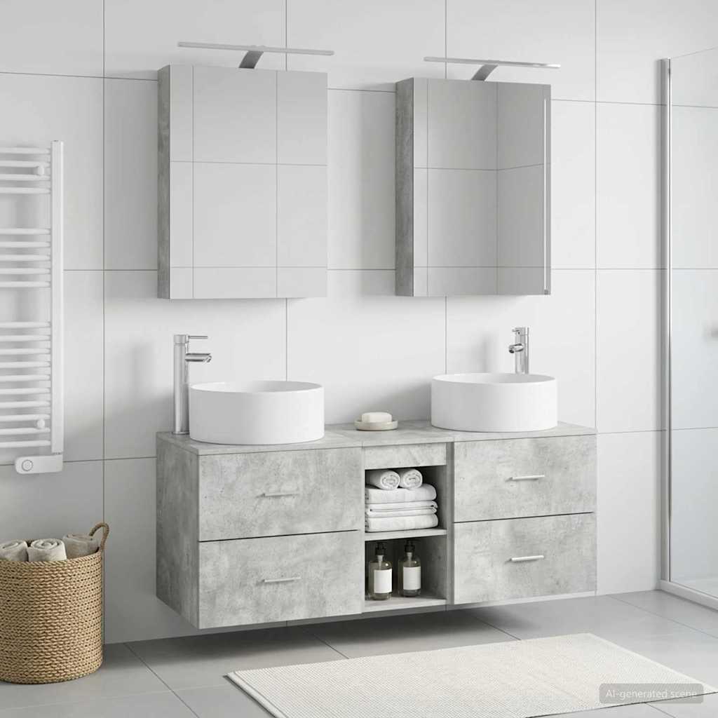 vidaXL Bathroom Furniture Set 5 pcs Concrete Grey