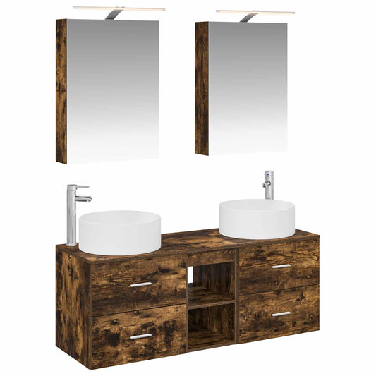 vidaXL Bathroom Furniture Set 5 pcs Smoked Oak