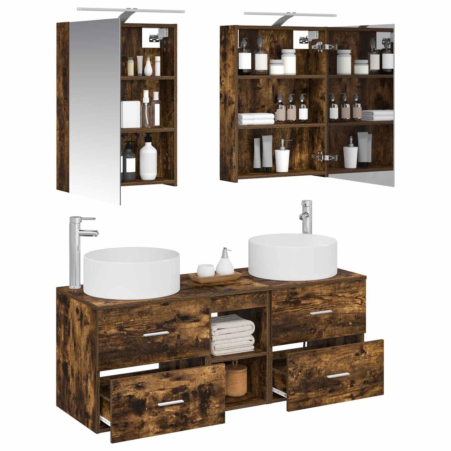 vidaXL Bathroom Furniture Set 5 pcs Smoked Oak
