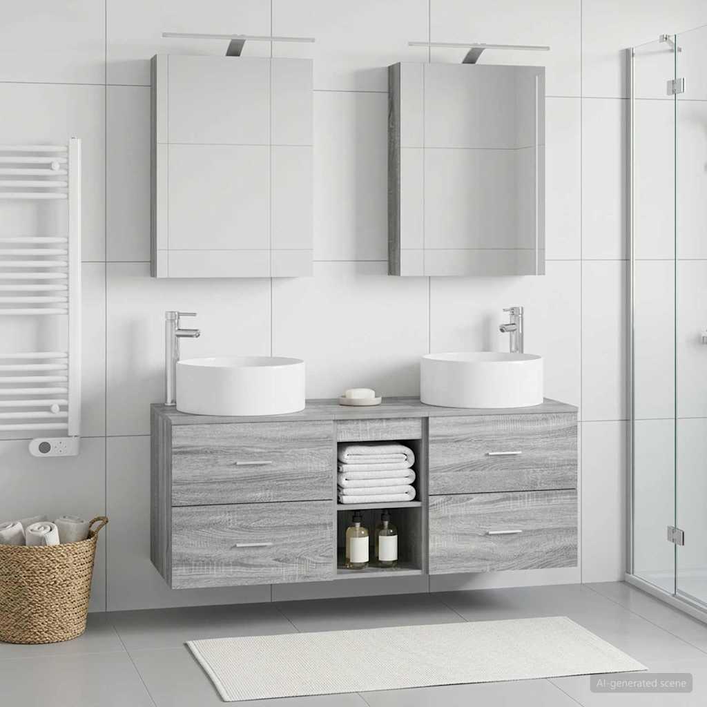 vidaXL Bathroom Furniture Set 5 pcs Grey Sonoma
