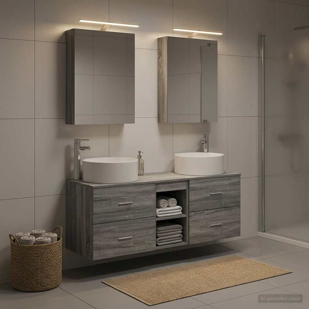 vidaXL Bathroom Furniture Set 5 pcs Grey Sonoma