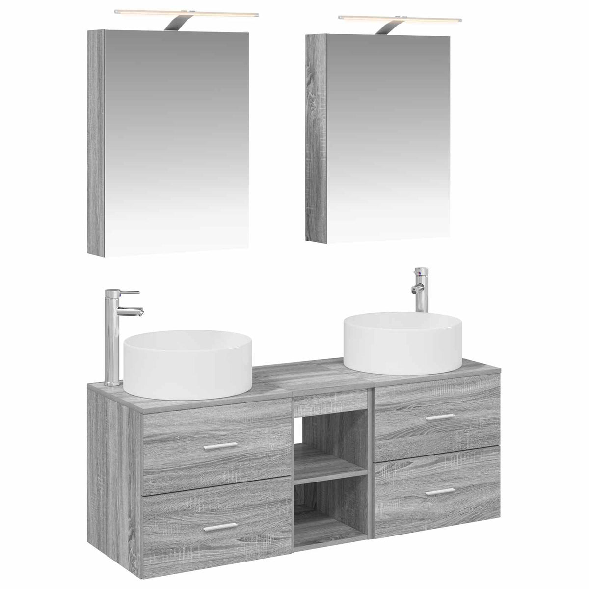vidaXL Bathroom Furniture Set 5 pcs Grey Sonoma