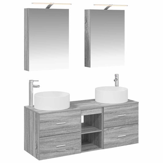 vidaXL Bathroom Furniture Set 5 pcs Grey Sonoma
