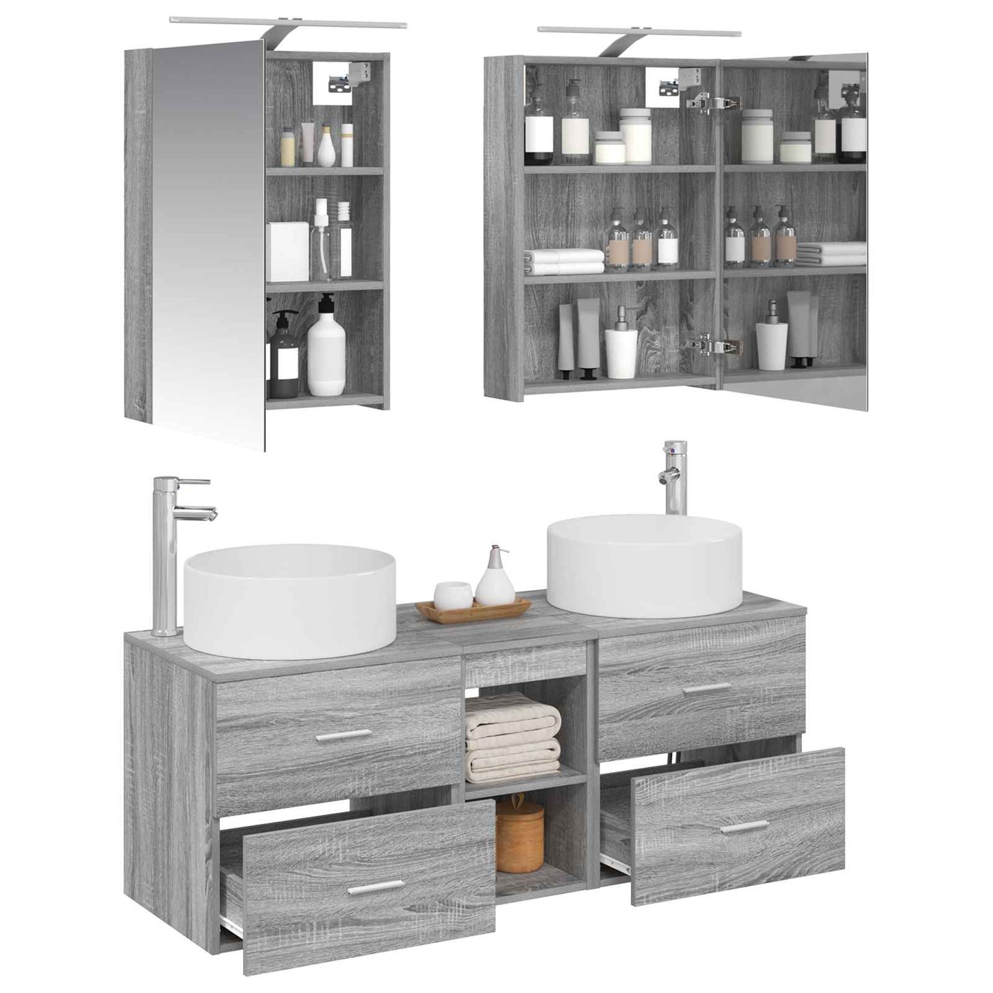 vidaXL Bathroom Furniture Set 5 pcs Grey Sonoma