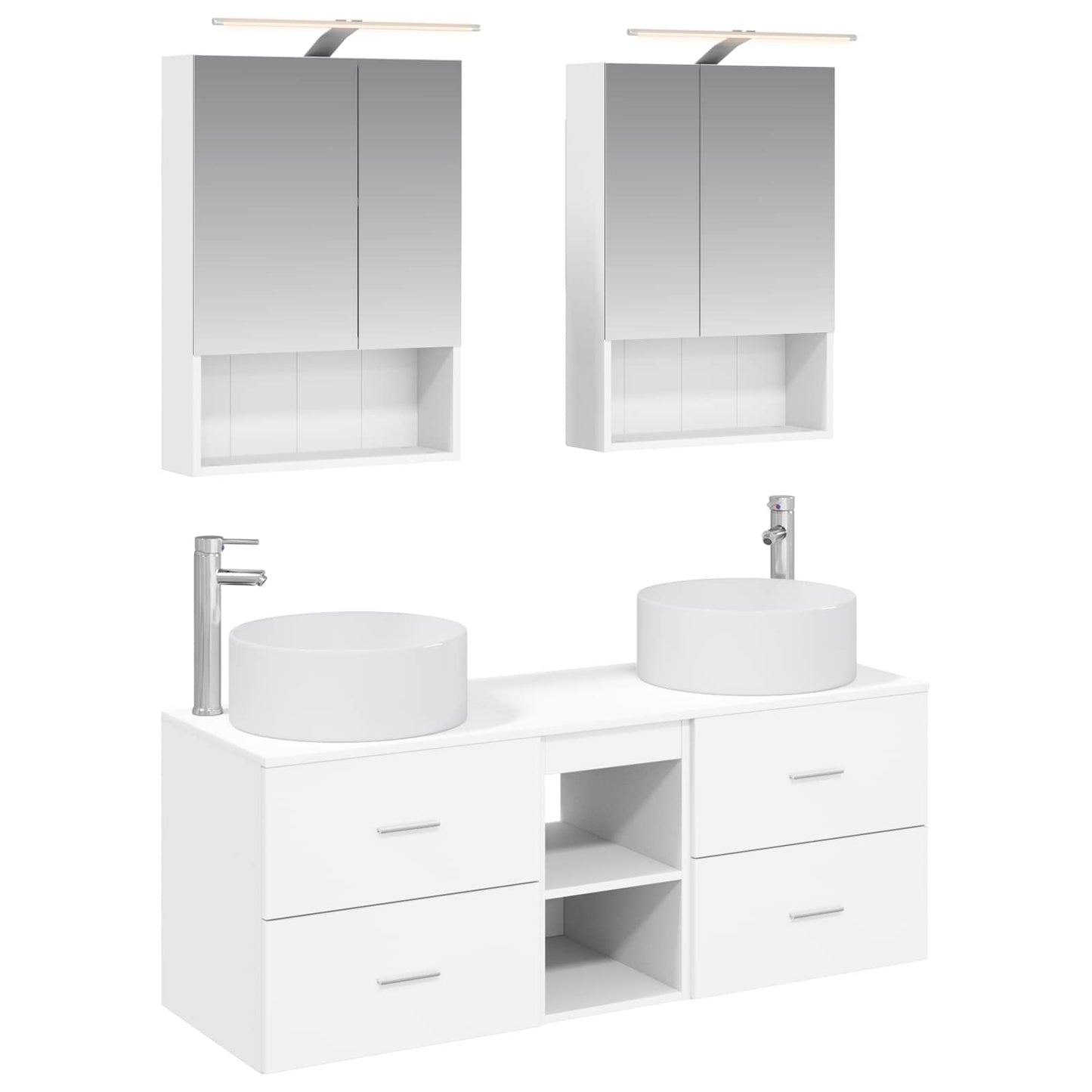 vidaXL Bathroom Furniture Set 5 pcs White Engineered Wood and Glass