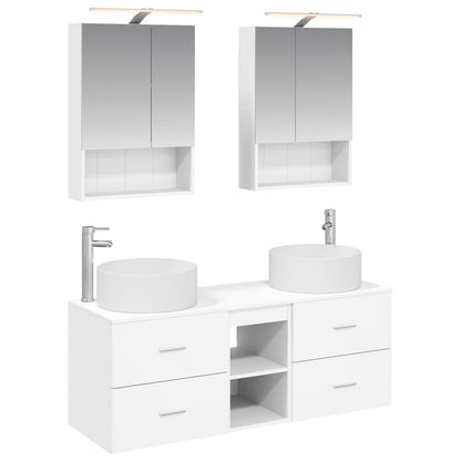 vidaXL Bathroom Furniture Set 5 pcs White Engineered Wood and Glass