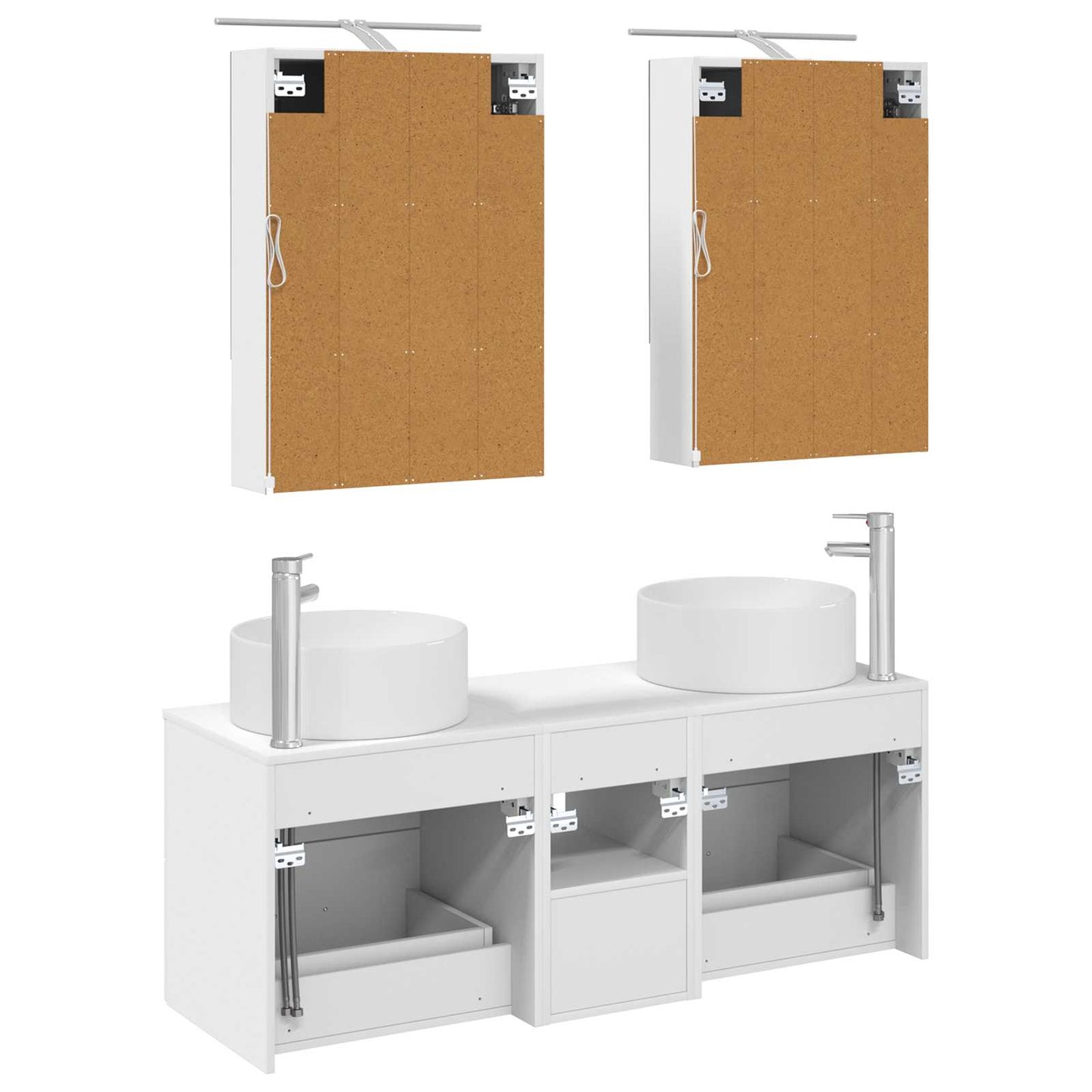 vidaXL Bathroom Furniture Set 5 pcs White Engineered Wood and Glass
